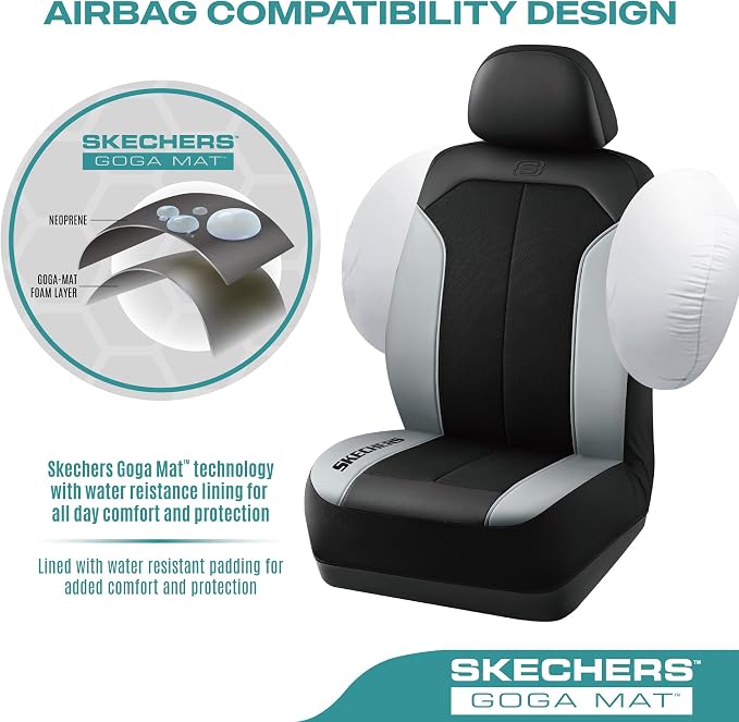 Skechers Car Seat Covers,GOGA Mat Oxford Cloth Seat Covers,Waterproof Car Seat Covers Full Sets,Automotive Universal Fit Seat Cover for Most Cars, Suvs, Trucks,Gray - Image 5