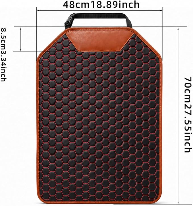 Car Seat Back Protector, Waterproof Faux Leather Kick Mat, Red, 1 Pack | Wide-Coverage Protection with an Easy-Clean Faux Leather Surface - Image 3