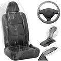 MYFAMIREA 125 PCS Disposable Car Seat Covers Clear Plastic Vehicle Seat Protector Set with Steering Wheel, Gear Shift and Handbrake Covers, Universal for Cars Auto Truck Bus Airplane by MYFAMIREA