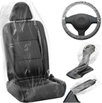 MYFAMIREA 375 PCS Disposable Car Seat Covers Clear Plastic Vehicle Seat Protector Set with Steering Wheel, Gear Shift and Handbrake Covers, Universal for Cars Auto Truck Bus Airplane by MYFAMIREA