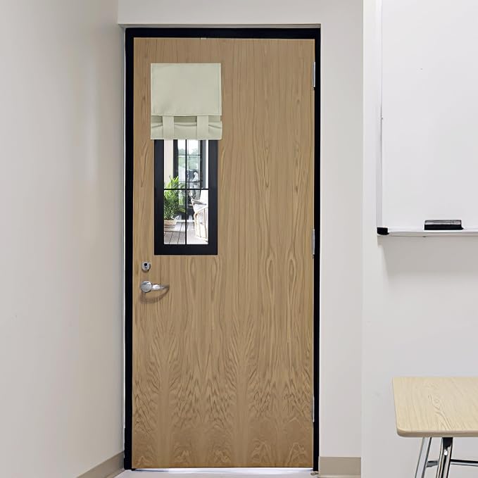RYB HOME Front Door Window Covering Tie Up Small Sidelight Curtain Blackout | No Drill, Privacy Office Classroom Door Window Shade, Adhesive Rv Travel Curtains Portable,W12 x L40, Light Beige, 1 Panel by RYBHOME