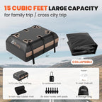 Car Rooftop Cargo Carrier Bag, 15 Cubic Feet Waterproof Roof Cargo Bag for Sedan SUV Minivan, Fit Vehicles with/Without Roof Rack, Sidebars & Crossbars - Max Size 44" L x34 W x17 H - Image 5