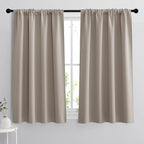 RYB HOME Short Blackout Curtains for Bedroom, Room Darkening, Rod Pocket | Thermal Insulated, Summer Heat Light UV Blocking, Triple-weave Fabric, Nursery Kitchen Bathroom, W42 x L48, Sand, 2 Panels by RYBHOME