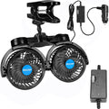 12V Car Clip Fans, Adjustable Dual Head Clip Fan 360° Rotatable Cooling Air Fan, 4'' Electric Auto Car Fans with Cigarette Lighter Plug for Vehicles, RV, SUV by Hynoo