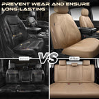 CAR PASS Waterproof Car seat Covers Full Sets Neoprene Wetsuit, All-Weather Non-Slip Durable, Universal Fit for SUV Sedans Trucks Vans Automotive, Armrest Airbag Compatible, 3D Emboss All Beige - Image 5