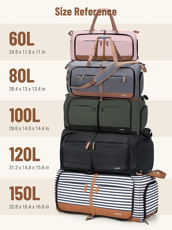 Lekesky Foldable Travel Duffel Bag for Women, 80L Large Duffle Bag with Separate Shoes Compartments & Straps, Carry On Weekend Bag for Women, Hospital, Overnight(Grey) - Image 6