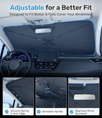 Zanch 2026 Upgraded Car Windshield Sun Shade [Cool Down by 75℉ ] with Heat Insulation Coating, Foldable Sunshade Umbrella with Flexible Handle & Ribs, Extra Small (51''x29'') for Compact Cars - Image 5