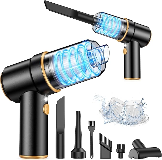 Handheld Car Vacuum Cleaner, 9000PA Hand Held Vacuum Cleaner & Air Duster | 120W High Power Portable Cordless, Rechargeable, Multi-Nozzles & LED Light, For Home, Car, Office by KMM