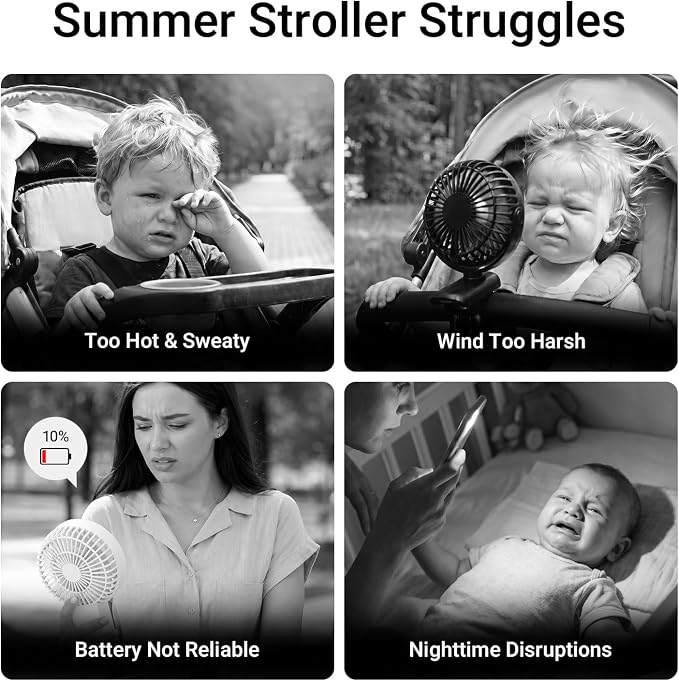 MAMAZING Portable Stroller Fan for Cooling, 70° Auto Oscillation, 5000mAh | 5 Speeds with Natural Wind Mode, USB-C Rechargeable, LED Display, 7 Soothing Songs & Night Light for Car, Crib, Outdoor Use - Image 3