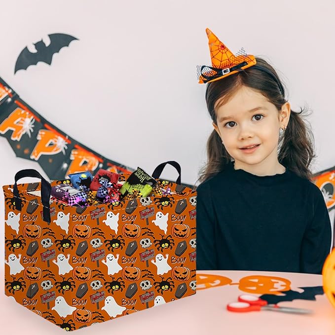 Halloween Ghost thriller basket,Empty Halloween basket,Horror and thriller decor,Trick or Treat Box for Boys and Girls,Horror decor(Spider ghost) - Image 3