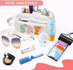 COSHAYSOO Clear Sunscreen Bag SPF Beach Vacation Essentials Waterproof Summer Pool Must Have Accessories for Women Teen Girls, Family Beach Day Organizer Toiletry Pouch Travel Gifts Preppy Letter - Image 4