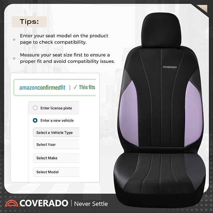 Coverado Seat Covers Full Set, Automotive Car Seat Covers 5-piece, Car Protectors 5 Seats for Car, Purple Auto Seat Covers Spill-Proof Design Universal Fit for SUV, Vans, Sedan, Truck - Image 4