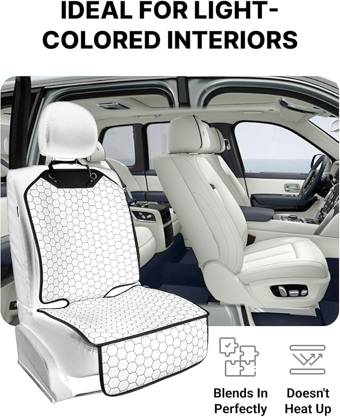 Set Seat Back Organizer & Car Seat Protector Hexy Waterproof & Non-Slip Protector for Child Car Cushion for Leather and Fabric Seats (White 2 pcs) - Image 6