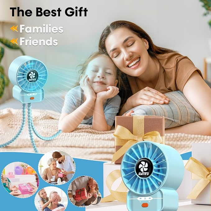 AMTIFO Blue Baby Fan - USB Rechargeable, Quiet, Adjustable Speed, Portable Cooling Fan for Baby Stroller, Car Seats, Nurseries, and Outdoor Activities - Long Battery Life, Turbo Airflow - Image 9