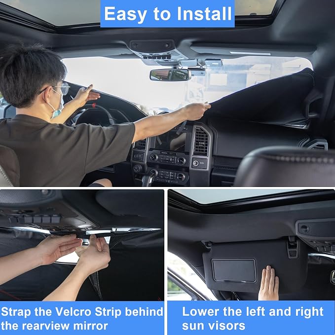 Windshield Sun Shade for 2022-2026 Refreshed Chevy Silverado 1500/GMC Sierra 1500, 2024-2026 Silverado/Sierra 2500HD 3500HD Front Windshiled Sun Visor UV Protection Foldable Sunshade - Image 8