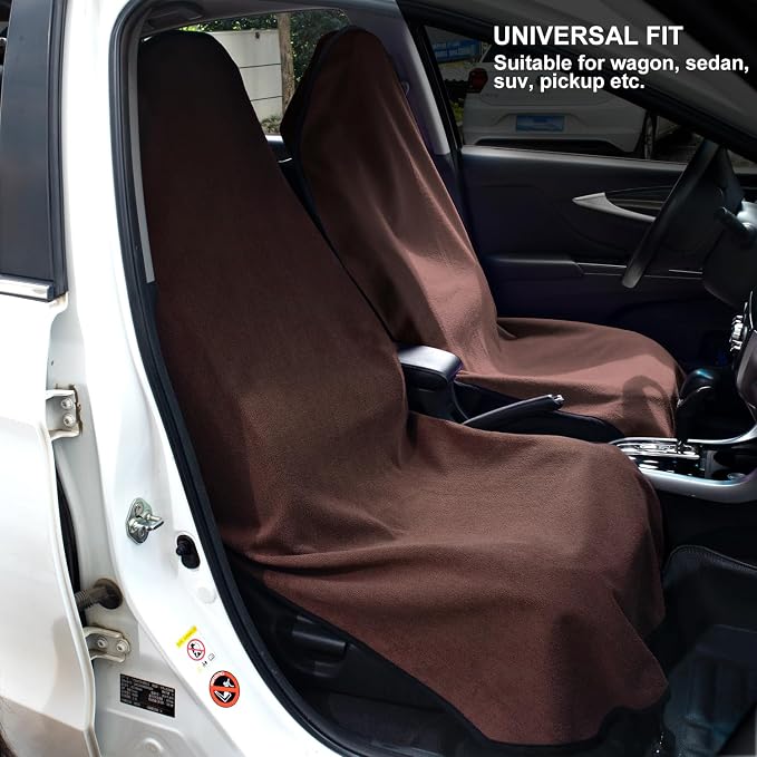 Waterproof Sweating Car Seat Cover for Post Gym Workout, Running, Swimming, Beach and Hiking, Universal Fit Non-Slip Bucket Seat Protector for Cars SUV Trucks, Machine Washable (Brown) - Image 6