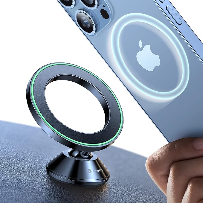 VICSEED Ultra Mini for MagSafe Car Mount Magnetic Phone Holder for Dash | All Metal, High & Low Temp Resistance, Strong Magnets, 360° Rotation Adjustable, for iPhone 17 Pro Max 16 15 14 13, Dashboard by VICSEED
