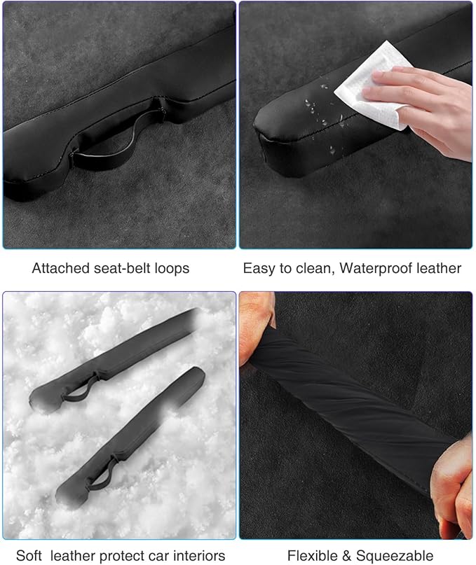 Leather Car Seat Gap Filler Universal for Car Truck SUV to Block The Gap Between Seat and Console Stop Things from Dropping 2 Sets Black - Image 2