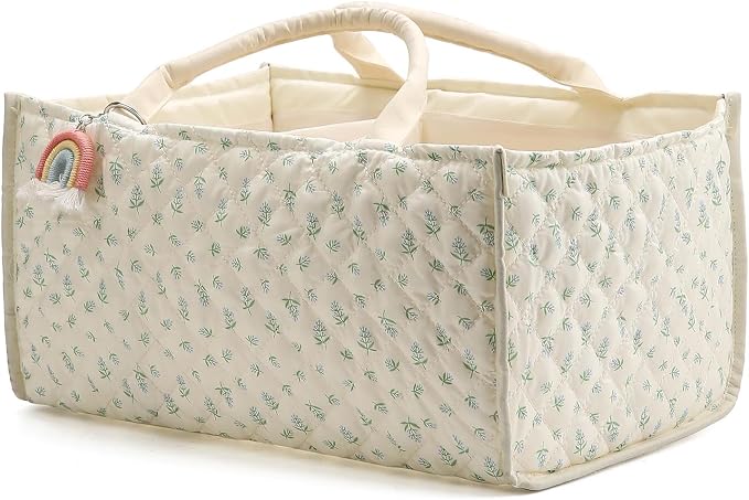 Diaper Caddy Organizer,Cute Floral Nursery Storage Basket,Soft Portable Changing Table Car Caddy Organizer Gift (Blue Floral) by Ankick