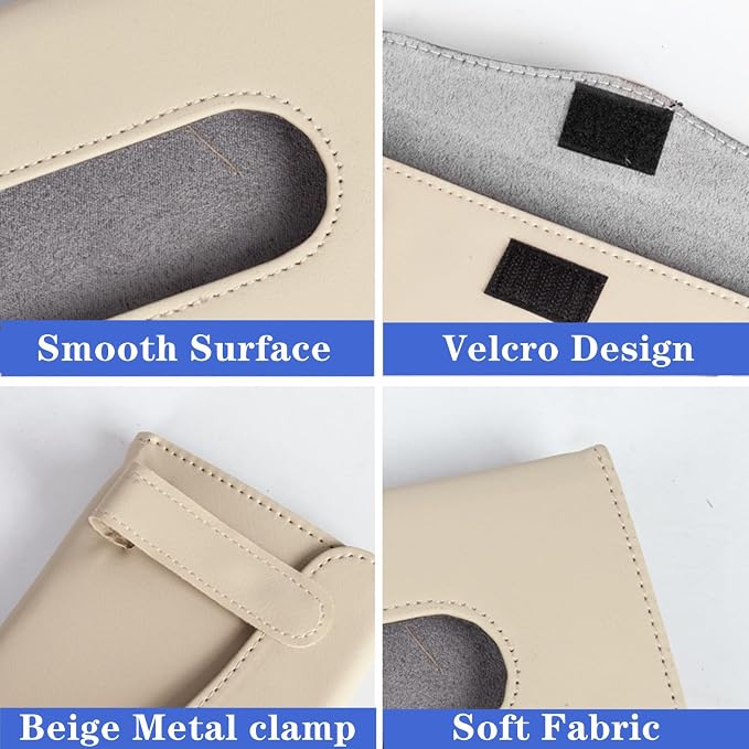 YVPSI Car Tissue Holder Sun Visor Napkin Holder with Tissue (Beige) | Refill Car Mask Holder PU Leather Tissue Box Tissue Box Holder Hanging Tissue Holder Mask Dispenser for Car - Image 6