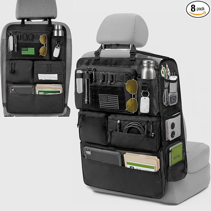 2 Pack Tactical Seat Back Organizer - Heavy Duty MOLLE Panel Organizer with Multiple Pockets & Seat Side Pocket Panel for EDC Gear, Road Trip Essentials Fit for Car SUV Truck Ford (Black integrated) by AIAUTOAIEVAutoPart