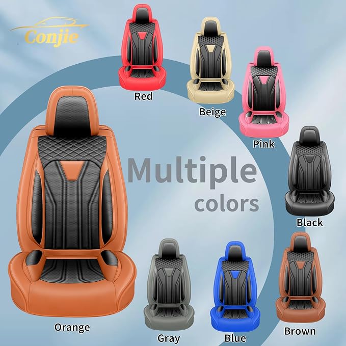 Fit Sentra Car Seat Covers Premium Leather for Nissan Sentra 2008-2025 2026. Waterproof， Breathable, Scratch-Resistant & All-Weather Seat Cushion Protector（2 Front Seats,Orange&Black - Image 8