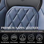 Coverado Car Seat Covers Full Set, Luxury Faux Leather Waterproof Seat Cover, Black and Blue Car Seat Covers, Car Seat Protector, Automotive Seat Covers Universal Fit for Most Cars, Black&Blue - Image 5