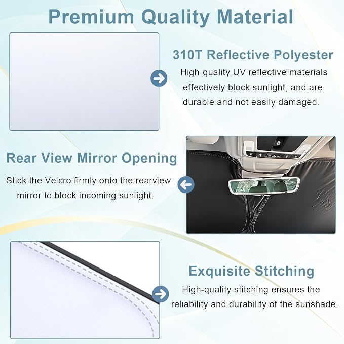 Windshield Sun Shade for Honda CRV 2023-2025 2026, Premium 310T Reflective Polyester UV Blocker, Lightweight Foldable Sun Visor with Storage Pouch - Image 5
