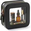Small Makeup Bag for Purse Mini Cosmetics Bag Clear Cute Cosmetic Pouch for Women with Slip-in Pockets Car Bag for Essentials Accessories for Women Men Square Black by LETGO
