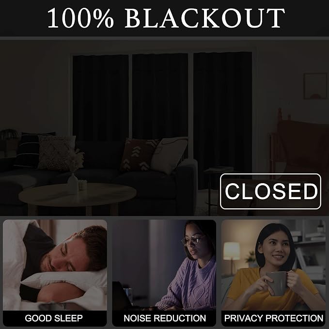 NICETOWN Black Portable Blackout Curtains for Door Window, 42" x 48" | Room Darkening Window Blinds Privacy Thermal Insulated Short Magnetic Curtains for Closet Doorway Basement, 1 Panel - Image 6