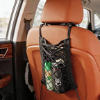 3-Layer Car Mesh Organizer - Backseat Storage & Pet Barrier for Small Dogs | 11"x8.3" net fits headrests or between seats. Holds bottles, umbrellas, tissues, toys. Keeps small dogs (<22lb) from front. - Image 3