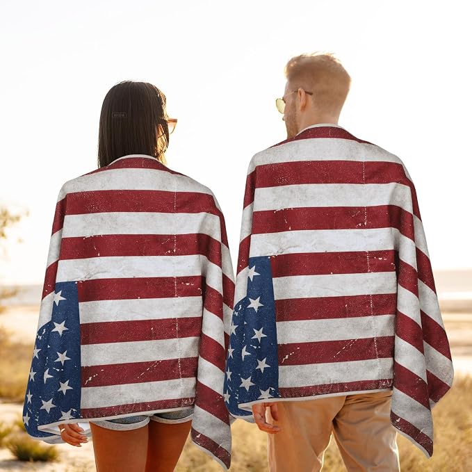 2PCS Car Seat Cover Towel Non Slip Front Seat Car Seat Towel Performance Microfiber Athletic Running Towel Washable Seat Cover for Gym Workout Sweat Outdoor Sport Beach Hiking Yoga (American Flag) - Image 5