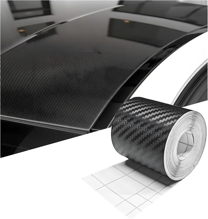 3D Carbon Fiber Vinyl Tape, 2 Inch x 20 ft Car Threshold Guard Anti-Scratch Window Trim Protector, Door Entry Protective Film Waterproof Detailing Tape for Most Vehicles by Unknown