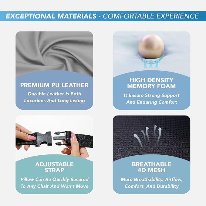 Lofty Aim Lumbar Support Pillow for Car, Car Seat Back Support for Driving | Memory Foam Car Lumbar Support for Driving Seat, Car Back Cushion, Adjustable Straps, Lower Back Pillow, Office Chairs, Gray - Image 6