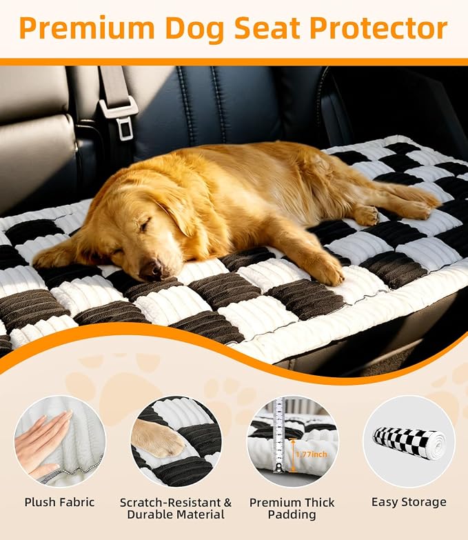 Dog Car Bed, Non-Slip Dog Seat Cover | Universal Back Seat Protector | Premium Chenille Comfort, Scratch Resistant, Silicone Backing & Machine Washable, Fits Most Cars, Trucks & SUVs - Image 2