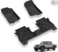 3W Floor Mats for Jeep Gladiator 2020-2026 1st & 2nd Row | TPE All Weather Floor Liner Full Set Car Liners with red Logo,Black by 3W