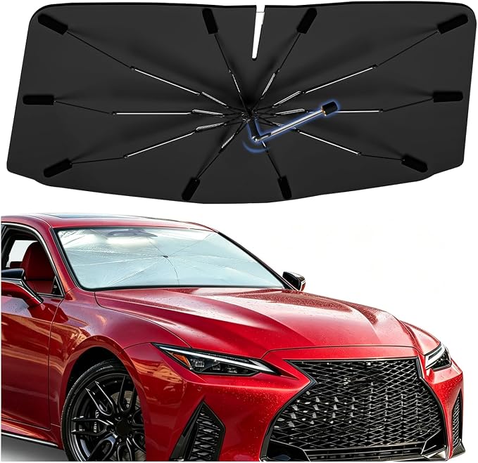 Windshield Sun Shade Umbrella for Lexus is 2006–2026 Front Window | Double Layer Foldable Car Sunshadefor is,UV Protection Sun Blocker & Heat Shield by Bocvam