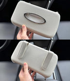 Car Tissue Holder, Sun Visor Tissue Holder, Zipper Car Visor Napkin Holder, PU Leather Backseat Tissue Case for Auto Vehicle (Grey) - Image 4