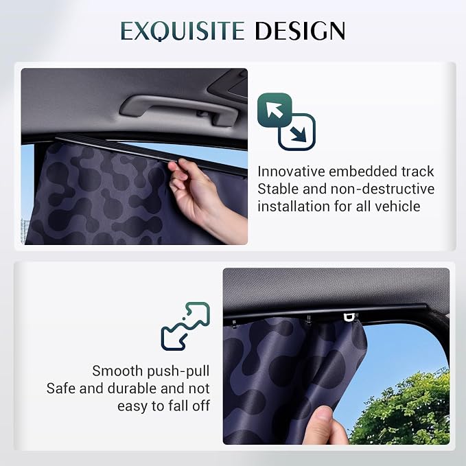 FLORICH Car Window Shades 1 Pack Car Window Shade for Baby, Block Light Car Sun Shade Protect Embedded Track Privacy for Family, Universal Fit for Most Cars - Image 2
