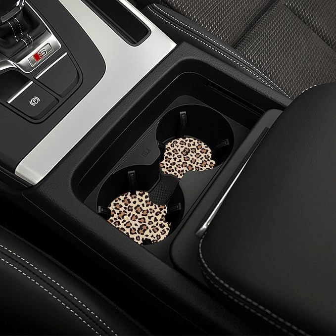 Leopard Cheetah Print Steering Wheel Cover 15 Inch + 2pc car Coasters | Universal Anti-Slip Breathable Animal Print Matching Set for Men Women - Image 8
