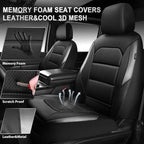 CAR PASS Memory Foam Car Seat Covers,Air Cool Mesh Thick Seat Covers Front Seats,Gray Metal Film Leather Seat Cover for Car,Universal Automotive Comfort for Most Car,Truck,Airbag Compatible,Black/Grey - Image 2