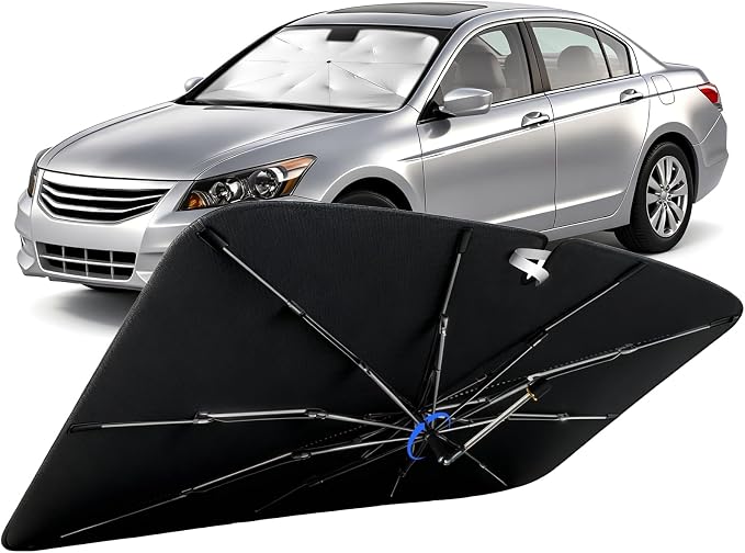Windshield Sun Shade for Honda Accord 2003-2012 with 360° Rotating Shaft | Custom Fit Umbrella Sunshade for UV Blocking, Interior Heat Protection, Easy Storage, UPF 50+ Cool Windshield Cover by Lonyaqui