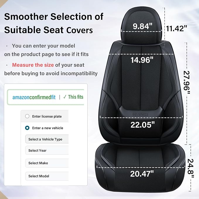 Coverado Seat Covers Full Set, Breathable Leather Car Seat Cover,Universal Car Seat Protectors, Seat Cover Waterproof, Front and Rear Seat Cover Fit Most Cars, BlackRed - Image 6