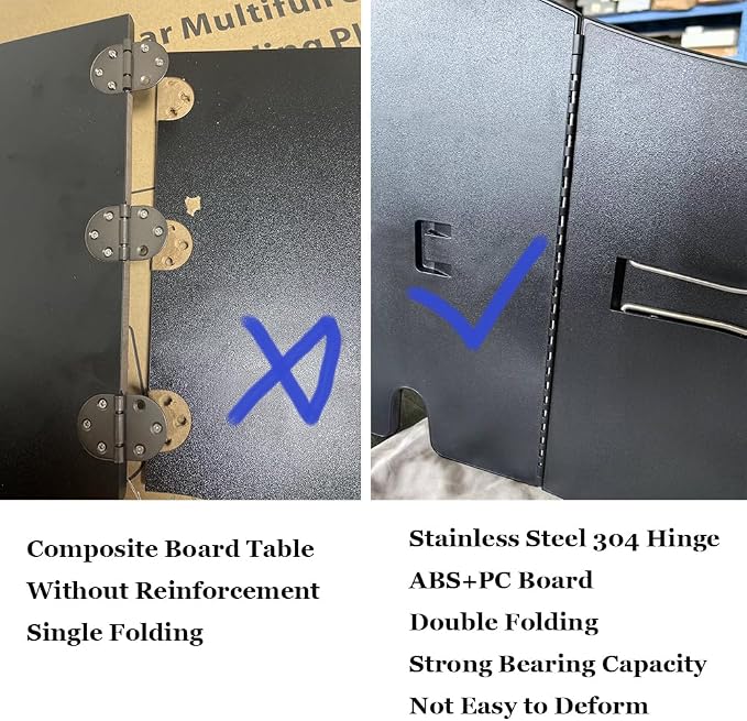 Car Laptop Desk Fit for Tesla Model Y 3 S X, Foldable Food Tray | Car Tray Table for Driver&Passenger, Eating & Working, Carbon Fiber Texture, Support Leg, Dual Hinge - Image 7