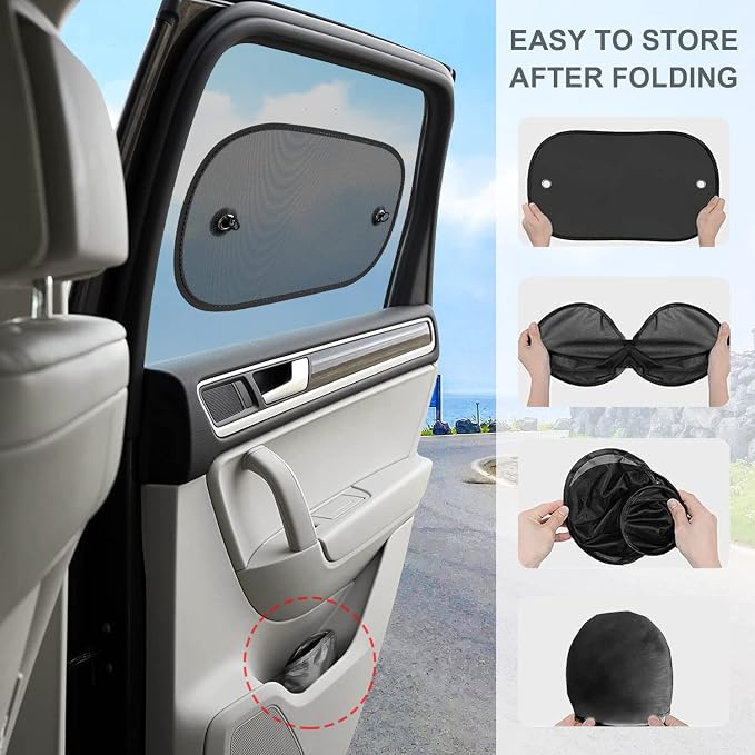DIZA100 Car Sun Shade, 2 Pack Window Shade for Baby Universal Cling Sunshade for Side Window Sun Glare and UV Protection for Kids/Adults/Pets - 20''x12'' Fits 98% Cars(Suction Cup Stick) - Image 5