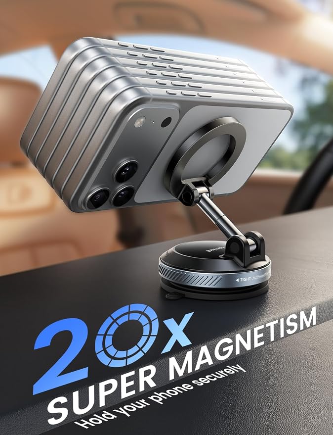 Lamicall Car Phone Holder for Magsafe Dashboard Windshield Nano Gel Vacuum | 20X Magnetic Phone Holders for Your Car 360° Suction Cup Phone Mount for iPhone 17 16 15 14 13 12 Pro Max Gift Truck Black - Image 5