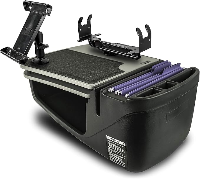 AutoExec AE-GMCD-PI-TAB-PS-GT GripMaster Car Desk for Your Vehicle Workstation and Mobile Office, Grey with 400 watt Power Inverter, Tablet Mount and Printer Stand | 400 Watt Power Inverter, Tablet Mount, Printer Stand, Vehicle Workstation and Mobile O... by AutoExec