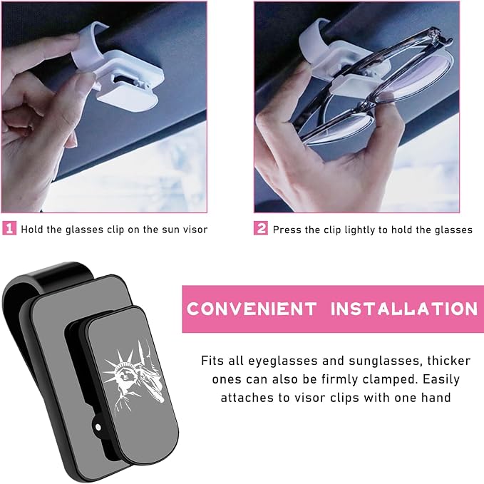 Ohleats Sunglasses Holder for Car Sun Visor, Statue of Liberty Metal Auto Eyeglass Hanger Clip, Multi-Function Ticket Card Clip Eyeglasses Mount, Car Accessories for Men Women (Gray) - Image 3