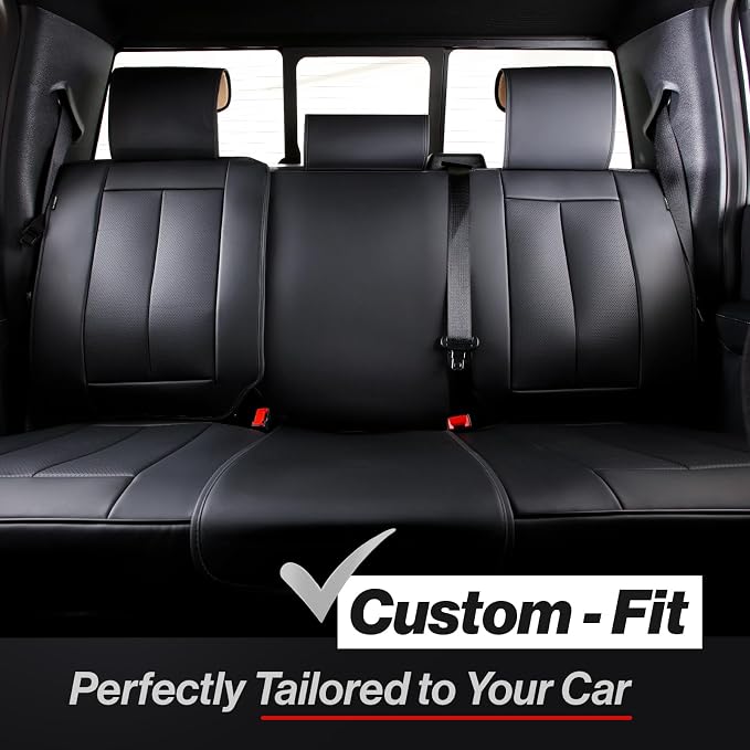 Coverland Custom SUV Car Seat Covers for 2024-2026 Subaru Solterra | Premium Waterproof Faux Leather Non-Slip Memory Foam Airbag Compatible Custom Fit Interior Protector [Rear Seat-Black] - Image 2