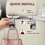 4PCS Bling Car Seat Headrest Hooks, Crystal Rhinestone Vehicle Back Seat Hanger Holder, Auto Interior Headrest Hanging Storage Organizer for Purse Handbag Coat, Universal Fit (Orange) - Image 4